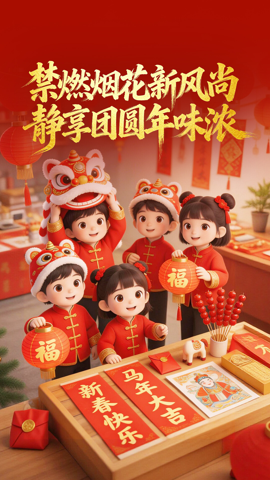 AI海報(bào) | 禁燃煙花新風(fēng)尚 靜享團(tuán)圓年味濃