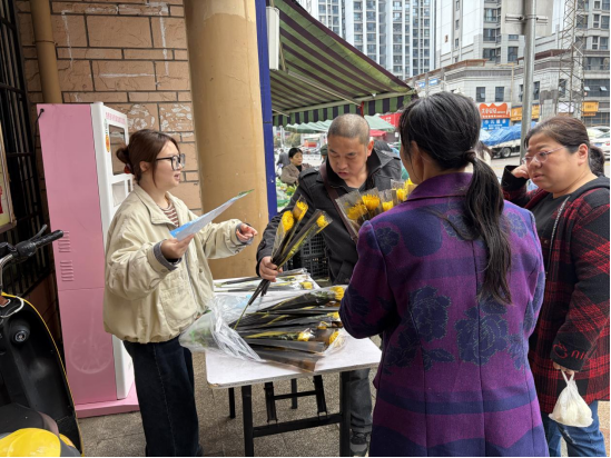 飛機(jī)坪社區(qū)：清明擺臺(tái)送菊花 文明祭掃倡新風(fēng)