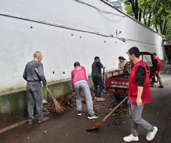 红旗社区：“一叶”铺满院落 “志愿红”忙清理